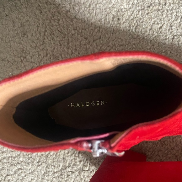 Red Suede Halogen Block Heel Bootie - Picture 4 of 5